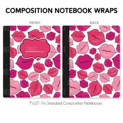 Kissy Lips – Composition Notebook Wrap (Classic) | Vinyl Notebook Cover