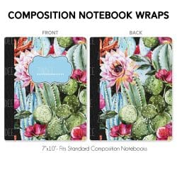 Floral Cactus – Composition Notebook Wrap (Classic) | Vinyl Notebook Cover