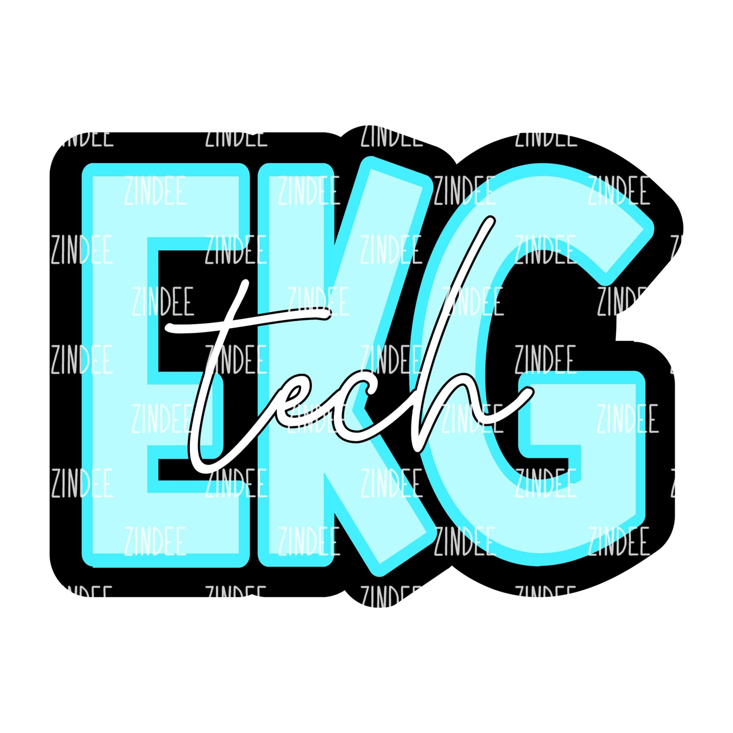 EKG Tech Script – Acrylic Badge Reel Blank (2") No Hole | Optional Sticker or UV DTF