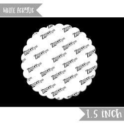 Scallop Circle – Mini White Acrylic Charm Blank (1.5") No Hole | Optional Sticker or UV DTF