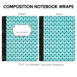 Aqua Blue Black 5 – Composition Notebook Wrap (Classic) | Vinyl Notebook Cover