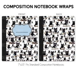 Sassy Reading Cats – Composition Notebook Wrap (Classic) | Vinyl Notebook Cover