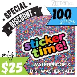 Sticker Deal- 100 2.5" Stickers- Dishwasher Safe- LIMITED TIME