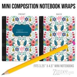 Summer Bouquet – Mini Composition Notebook Wrap (3.25" x 4.5") | Vinyl Notebook Cover