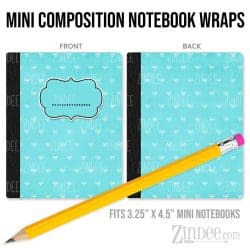 Aqua Blue Black 10 – Mini Composition Notebook Wrap (3.25" x 4.5") | Vinyl Notebook Cover