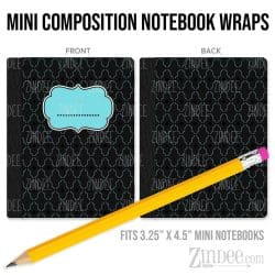 Aqua Blue Black 2 – Mini Composition Notebook Wrap (3.25" x 4.5") | Vinyl Notebook Cover