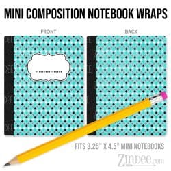 Aqua Blue Black 5 – Mini Composition Notebook Wrap (3.25" x 4.5") | Vinyl Notebook Cover