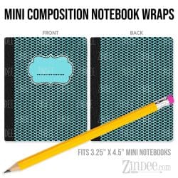 Aqua Blue Black 7 – Mini Composition Notebook Wrap (3.25" x 4.5") | Vinyl Notebook Cover