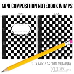 Black White Checker – Mini Composition Notebook Wrap (3.25" x 4.5") | Vinyl Notebook Cover