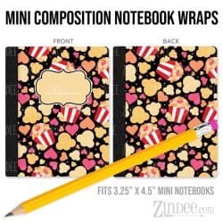 Poppin With Love – Mini Composition Notebook Wrap (3.25" x 4.5") | Vinyl Notebook Cover