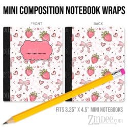 Berry Bow – Mini Composition Notebook Wrap (3.25" x 4.5") | Vinyl Notebook Cover