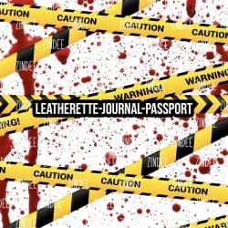 Blood Spatter Caution Tape - Journal- PASSPORT Size (Faux Leather)