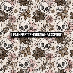 Brown Floral Skellie - Journal- PASSPORT Size (Faux Leather)
