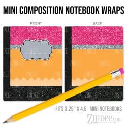 Pencil Pattern – Mini Composition Notebook Wrap (3.25" x 4.5") | Vinyl Notebook Cover