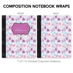Pastel Floral Bows – Composition Notebook Wrap (Classic) | Vinyl Notebook Cover