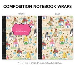 Gnome Sweet Garden – Composition Notebook Wrap (Classic) | Vinyl Notebook Cover