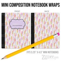 Purple Dots Brush Strokes – Mini Composition Notebook Wrap (3.25" x 4.5") | Vinyl Notebook Cover