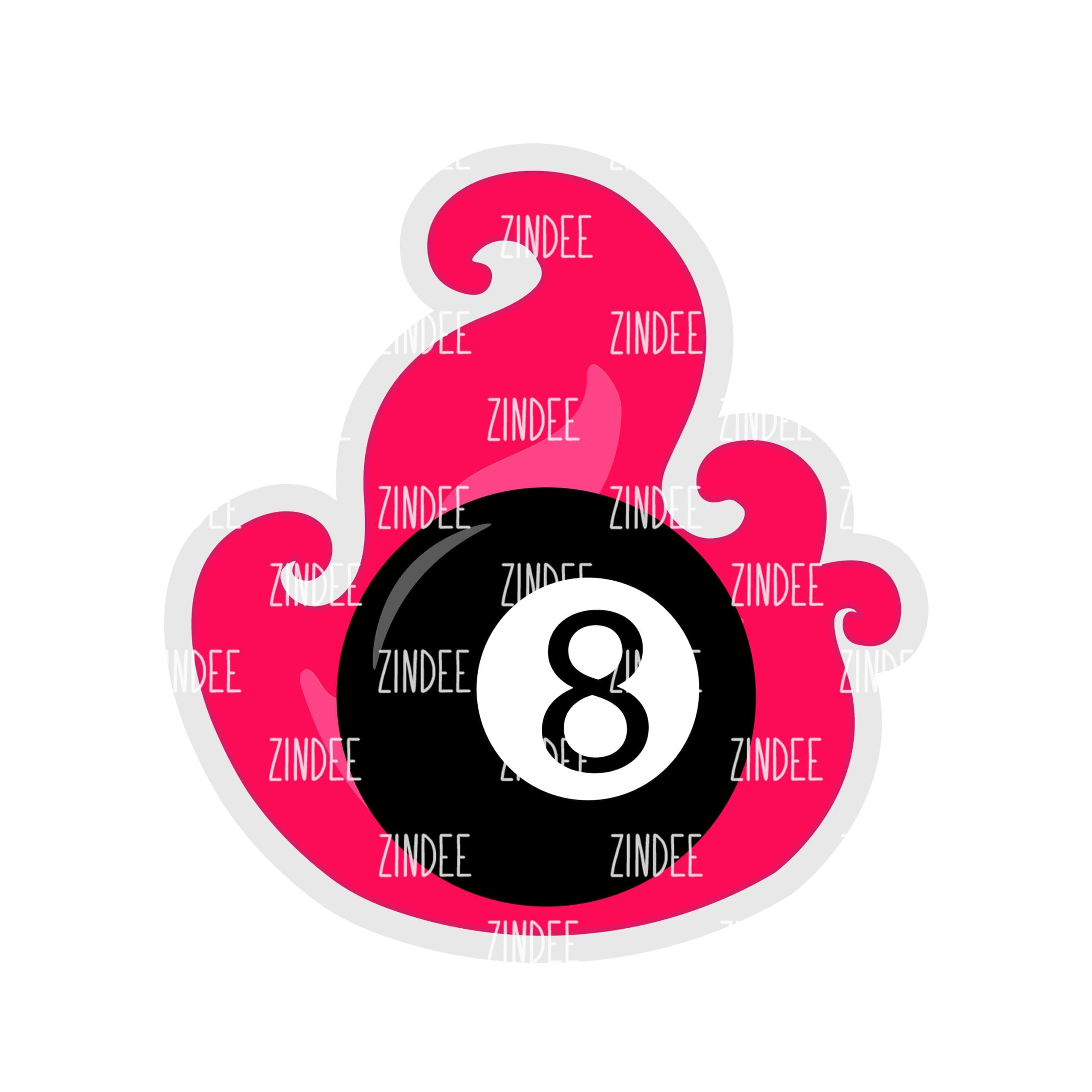 Fire 8 Ball – Acrylic Badge Reel Blank (2") No Hole | Optional Sticker or UV DTF