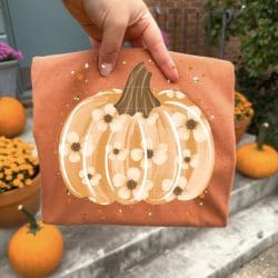 Floral Pumpkin with Splatter DTF Transfer