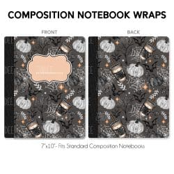 Caffeine Halloween – Composition Notebook Wrap (Classic) | Vinyl Notebook Cover