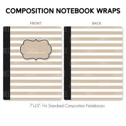 Stripes Tan and White – Composition Notebook Wrap (Classic) | Vinyl Notebook Cover