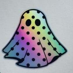 Polka Dot Simple Ghost Holographic Sticker- 2 inch